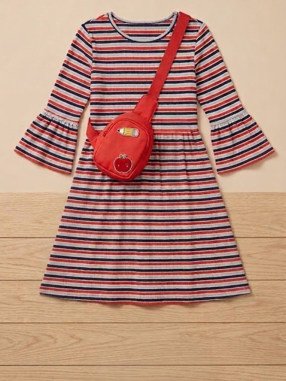 Bonnie Jean girls Striped Dress with matching crossbody bag